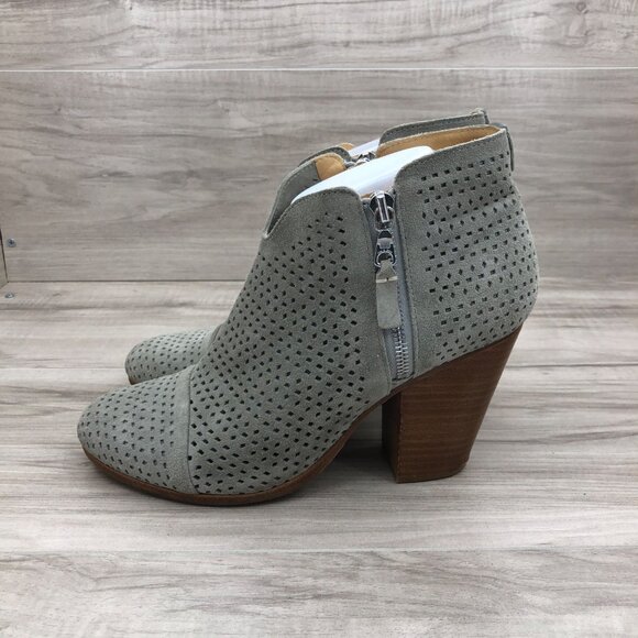 Rag & Bone Ankle Boots Womens EU 39.5 Light Gray Suede Double Zip Booties - Picture 7 of 10